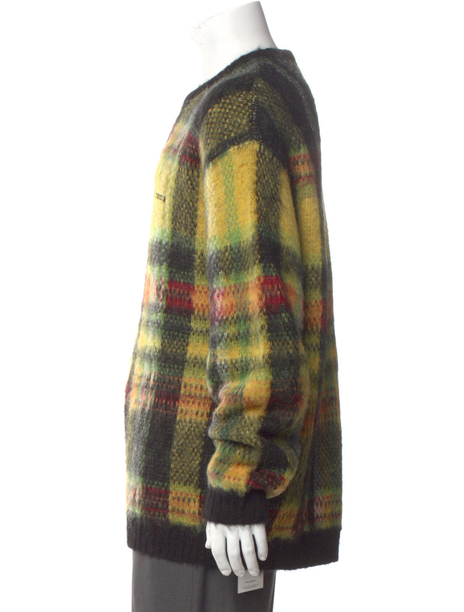 Supreme Plaid Print Crew Neck Cardigan