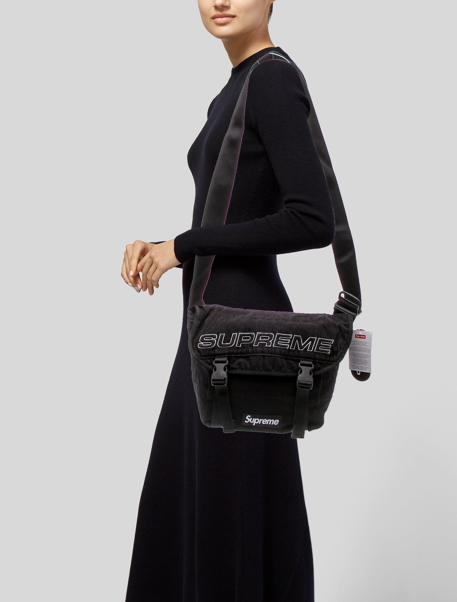 Supreme Denim Messenger Bag w/ Tags - Black Messenger Bags, Bags