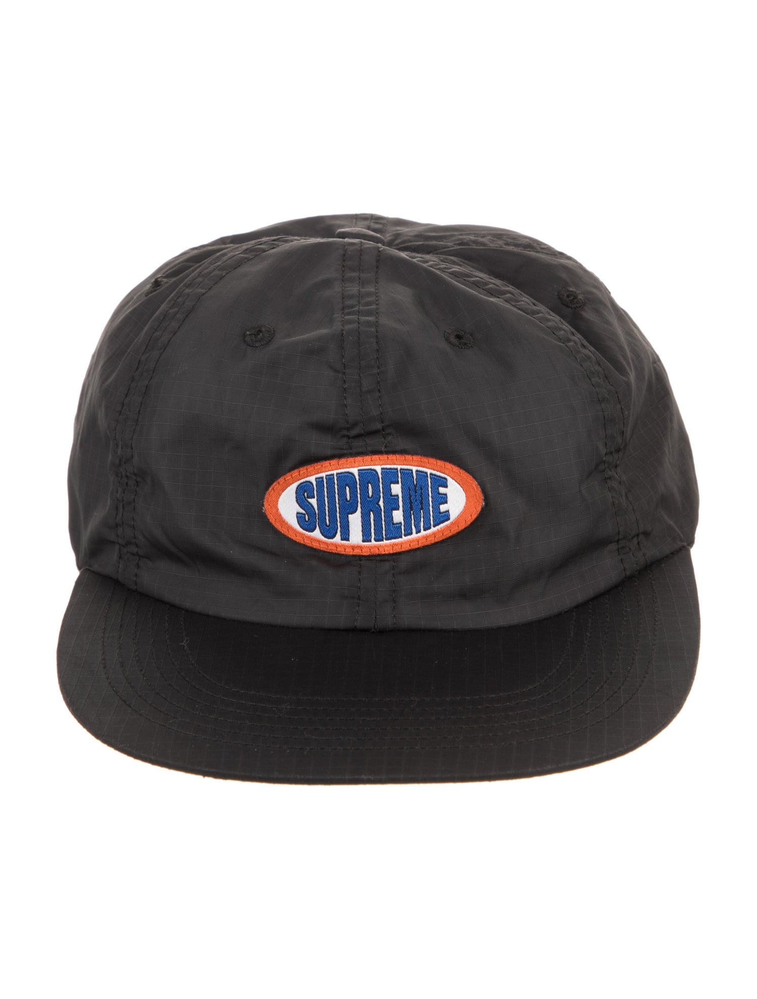 【Kyu 】Supreme Labels 6-Panel Cap Supreme Oval Label 6-Panel Hat - Black Hats, Accessories