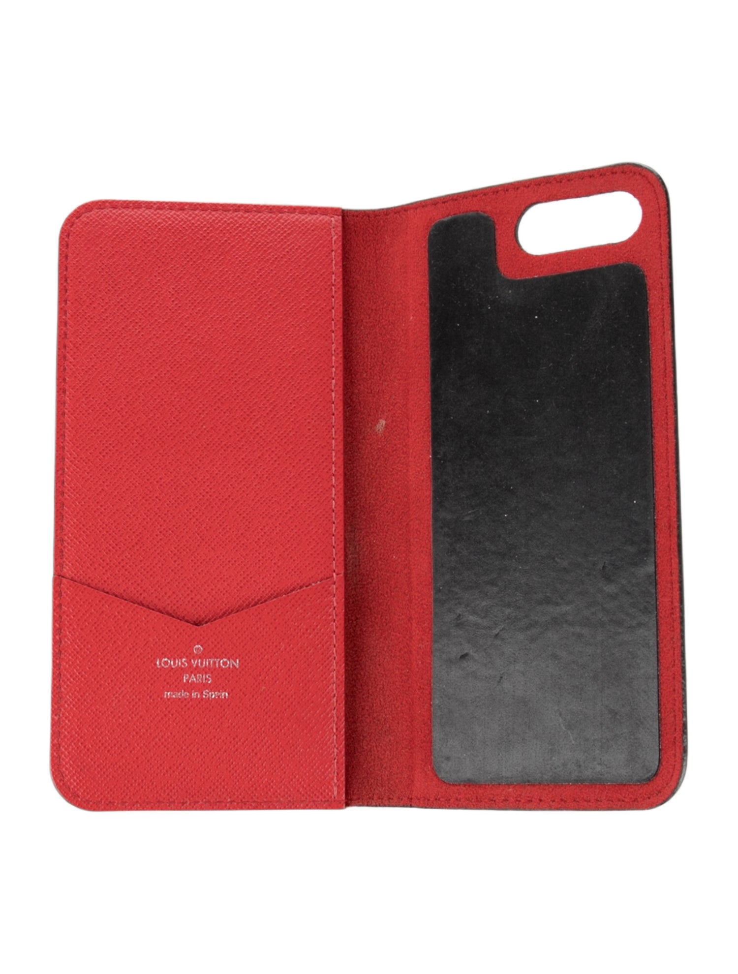 Louis Vuitton x Supreme Leather Flap Closure Phone Case - Red