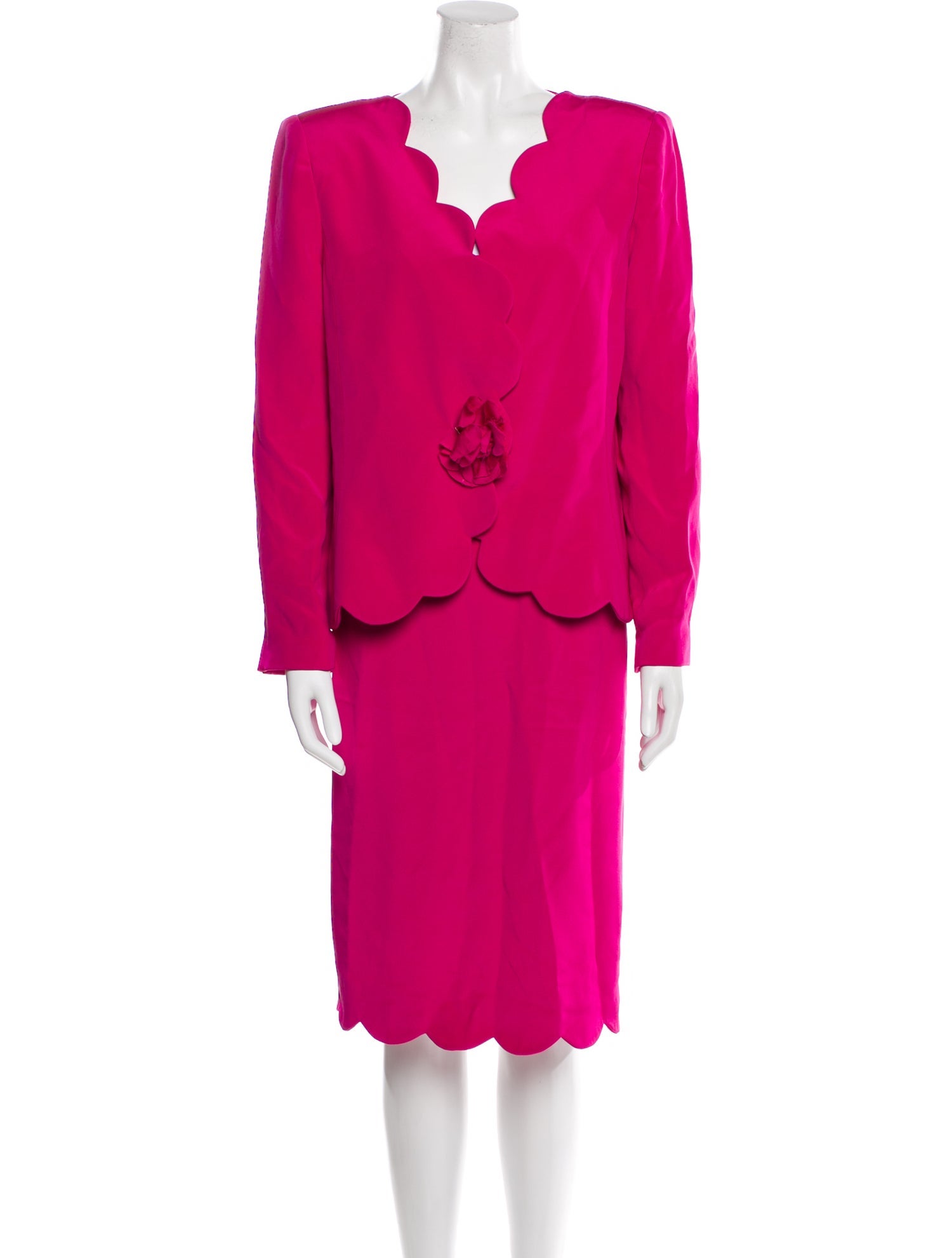 Stanley Platos Martin Ross Scalloped Accent Skirt Suit