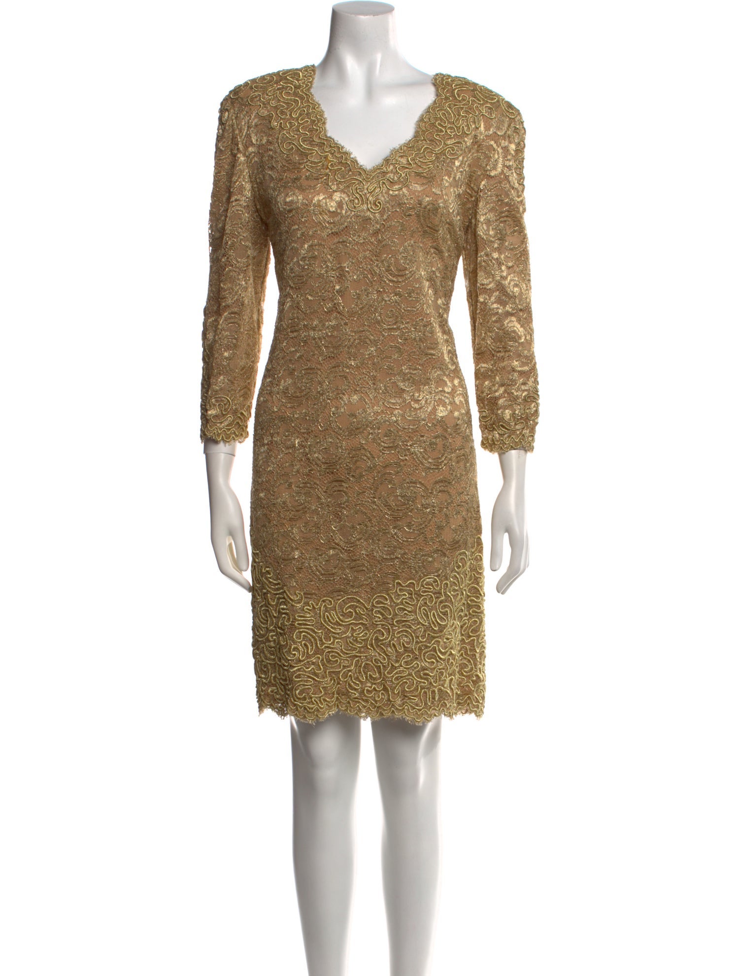 Stanley Platos Martin Ross V-Neck Knee-Length Dress