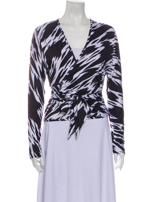 Saks Potts Printed V-Neck Blouse Black