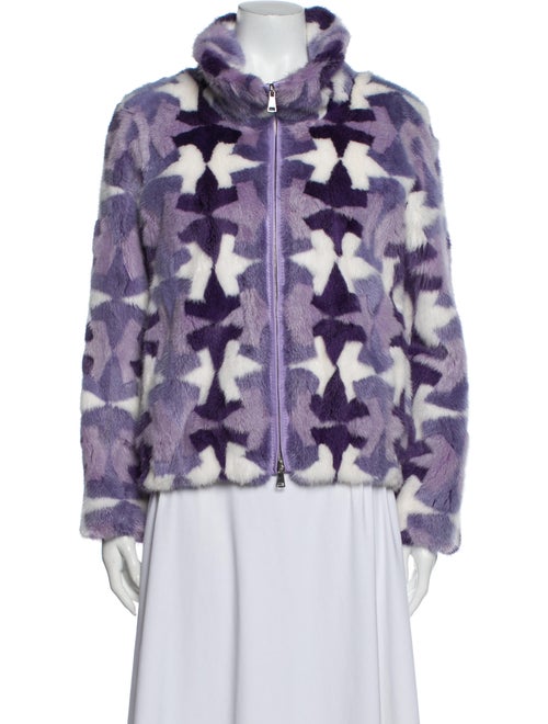 Saks Potts Printed Fur Jacket Purple