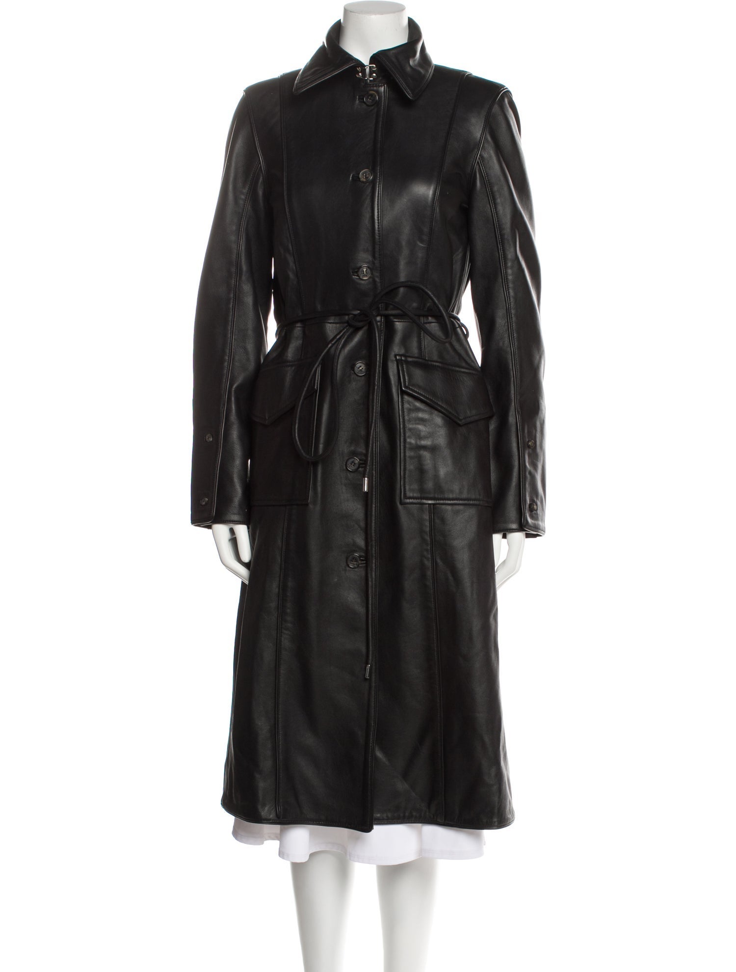 Saks Potts Lamb Leather Trench Coat