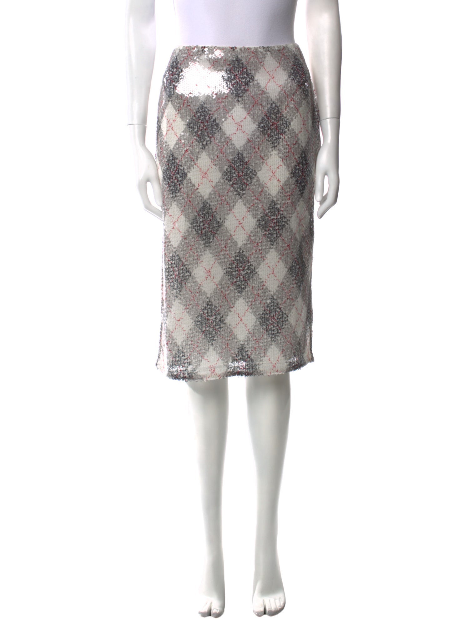 Saks Potts Plaid Print Knee-Length Skirt