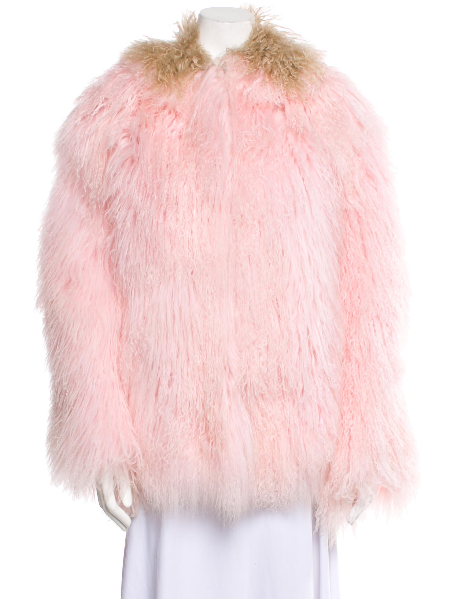 Saks Potts Fur Colorblock Pattern Fur Coat