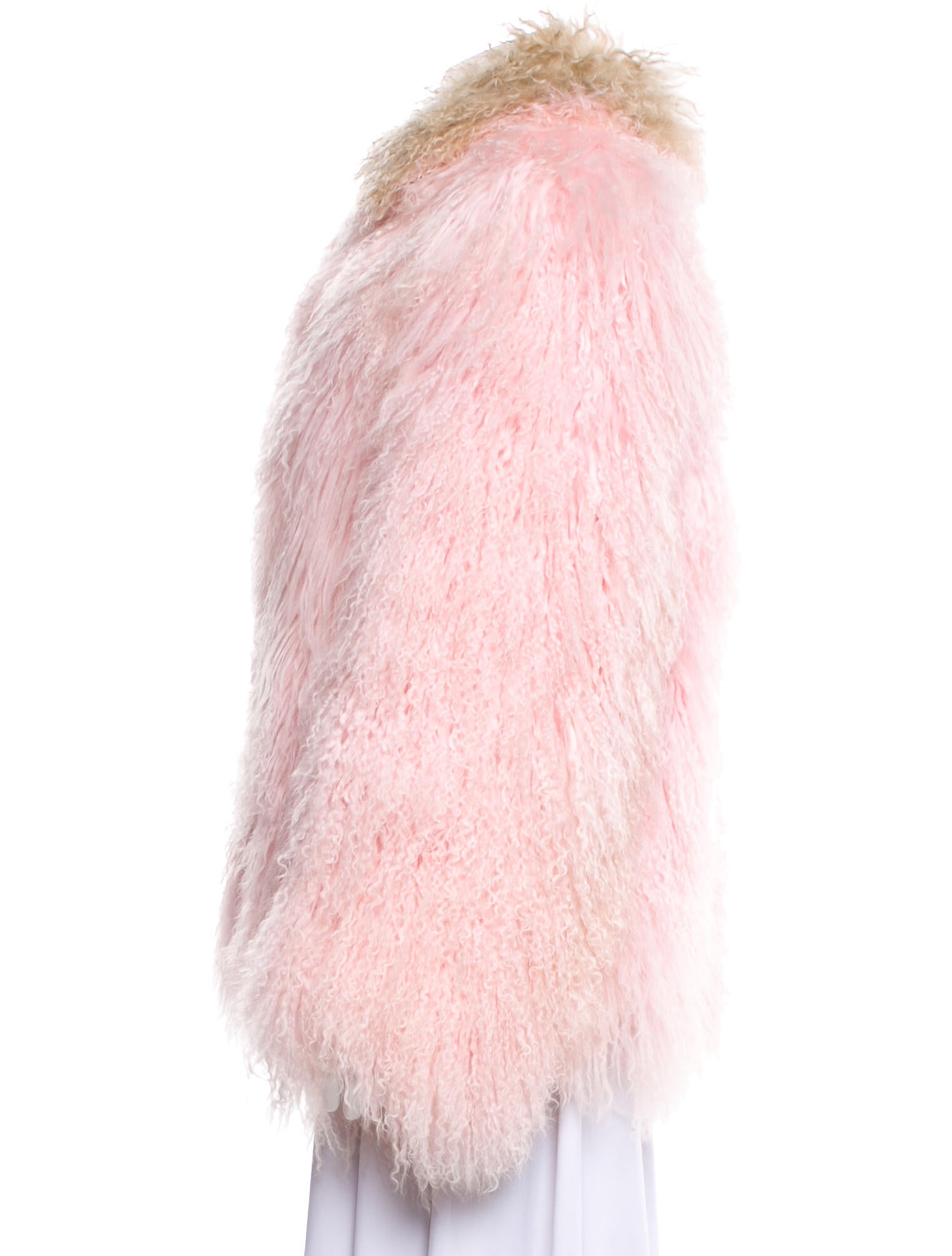 Saks Potts Fur Colorblock Pattern Fur Coat