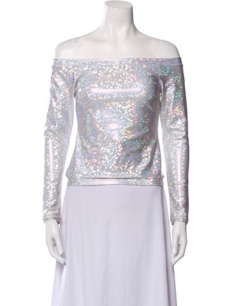 Saks Potts Printed Off-The-Shoulder Crop Top