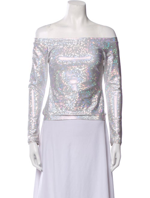 Saks Potts Printed Off-The-Shoulder Crop Top