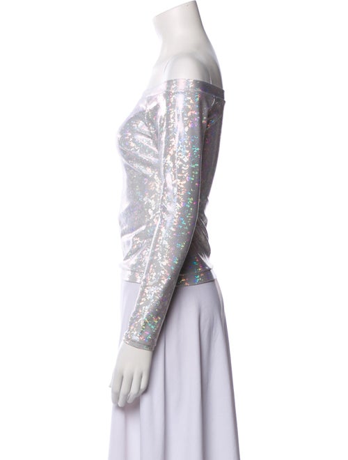 Saks Potts Printed Off-The-Shoulder Crop Top