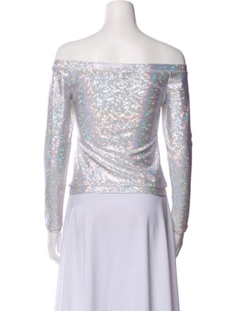 Saks Potts Printed Off-The-Shoulder Crop Top