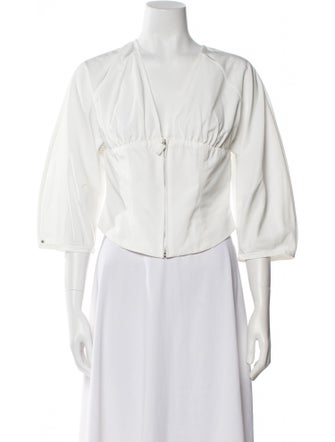 Saks Potts V-Neck Three-Quarter Sleeve Crop Top