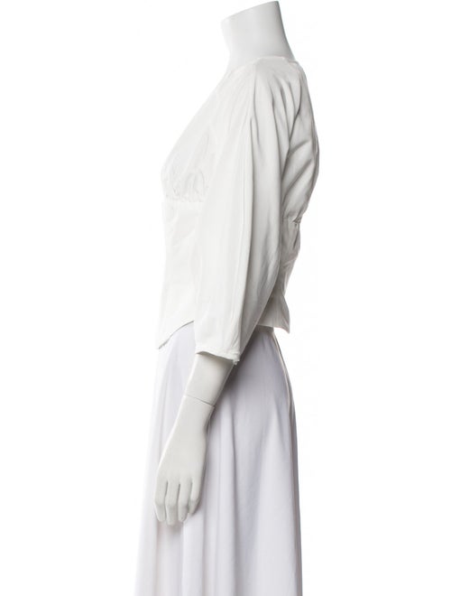 Saks Potts V-Neck Three-Quarter Sleeve Crop Top