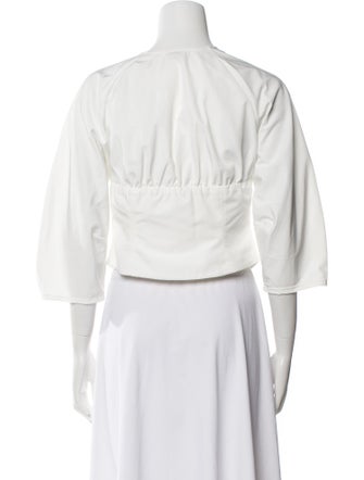 Saks Potts V-Neck Three-Quarter Sleeve Crop Top