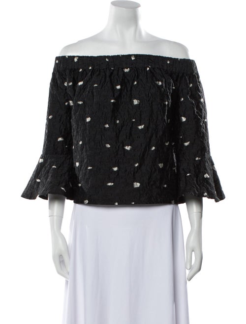 Saks Potts Printed Off-The-Shoulder Crop Top