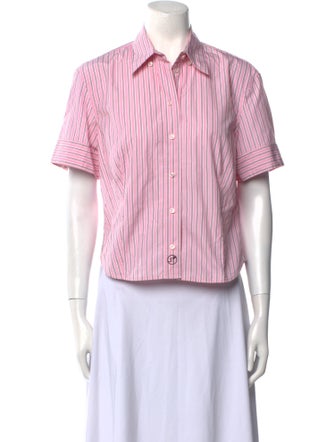 Saks Potts Striped Short Sleeve Button-Up Top