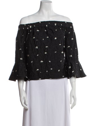 Saks Potts Printed Off-The-Shoulder Crop Top