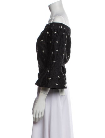 Saks Potts Printed Off-The-Shoulder Crop Top