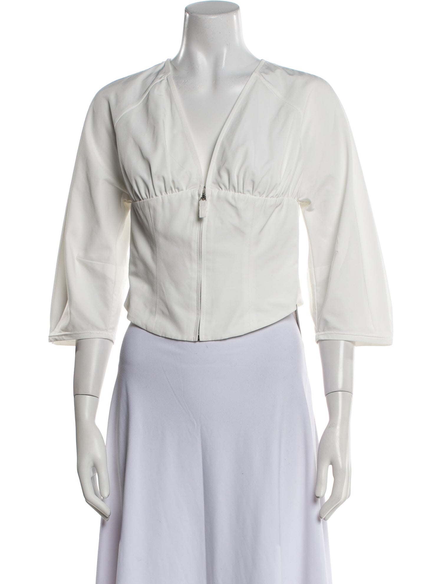 Saks Potts V-Neck Three-Quarter Sleeve Crop Top