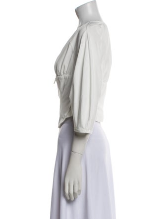 Saks Potts V-Neck Three-Quarter Sleeve Crop Top