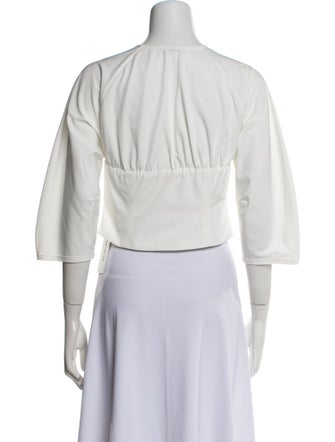 Saks Potts V-Neck Three-Quarter Sleeve Crop Top