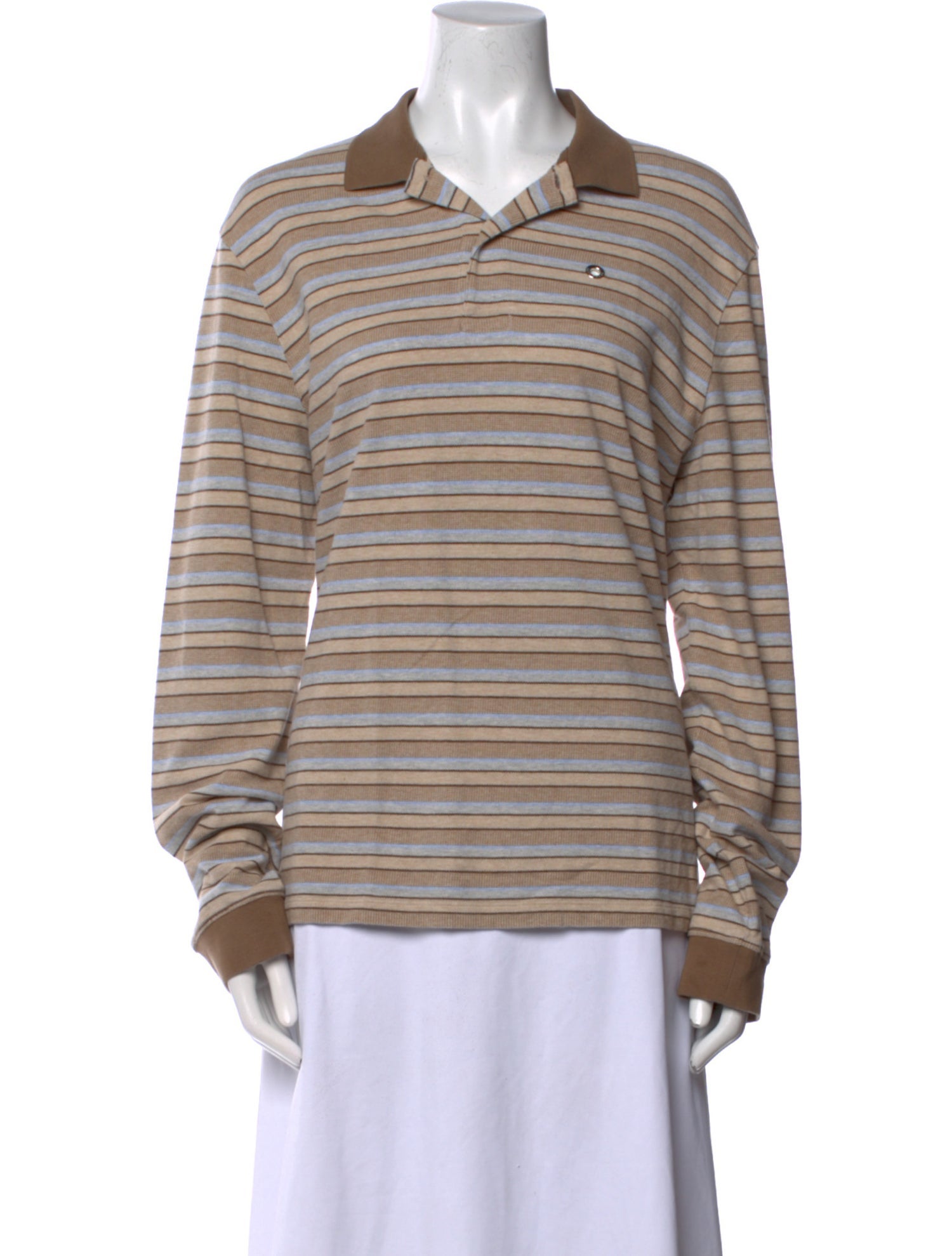 Saks Potts Striped Long Sleeve Polo