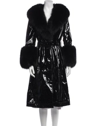 Saks Potts Patent Leather Fur Coat