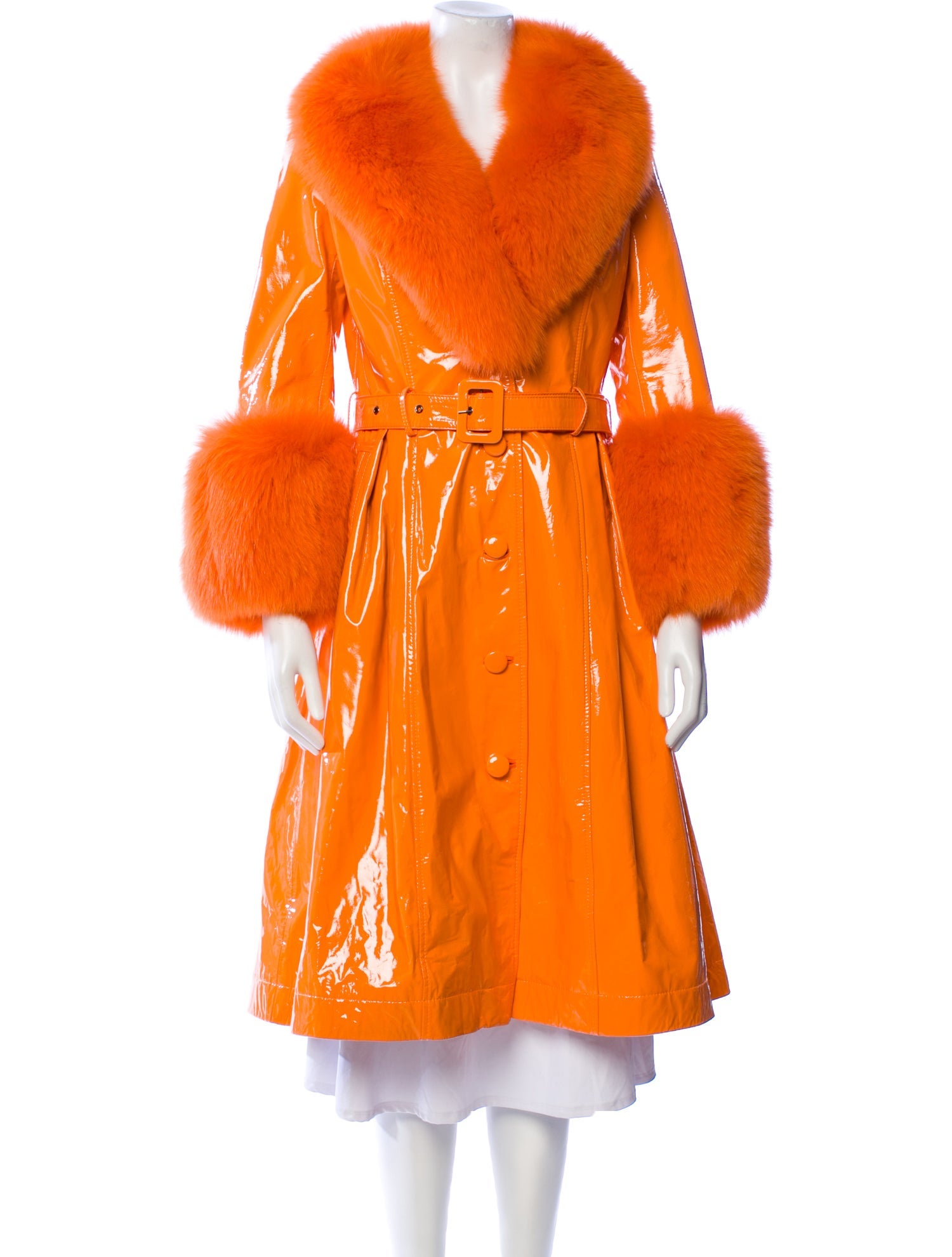 Saks Potts Foxy Gloss Lamb Leather Fur Coat