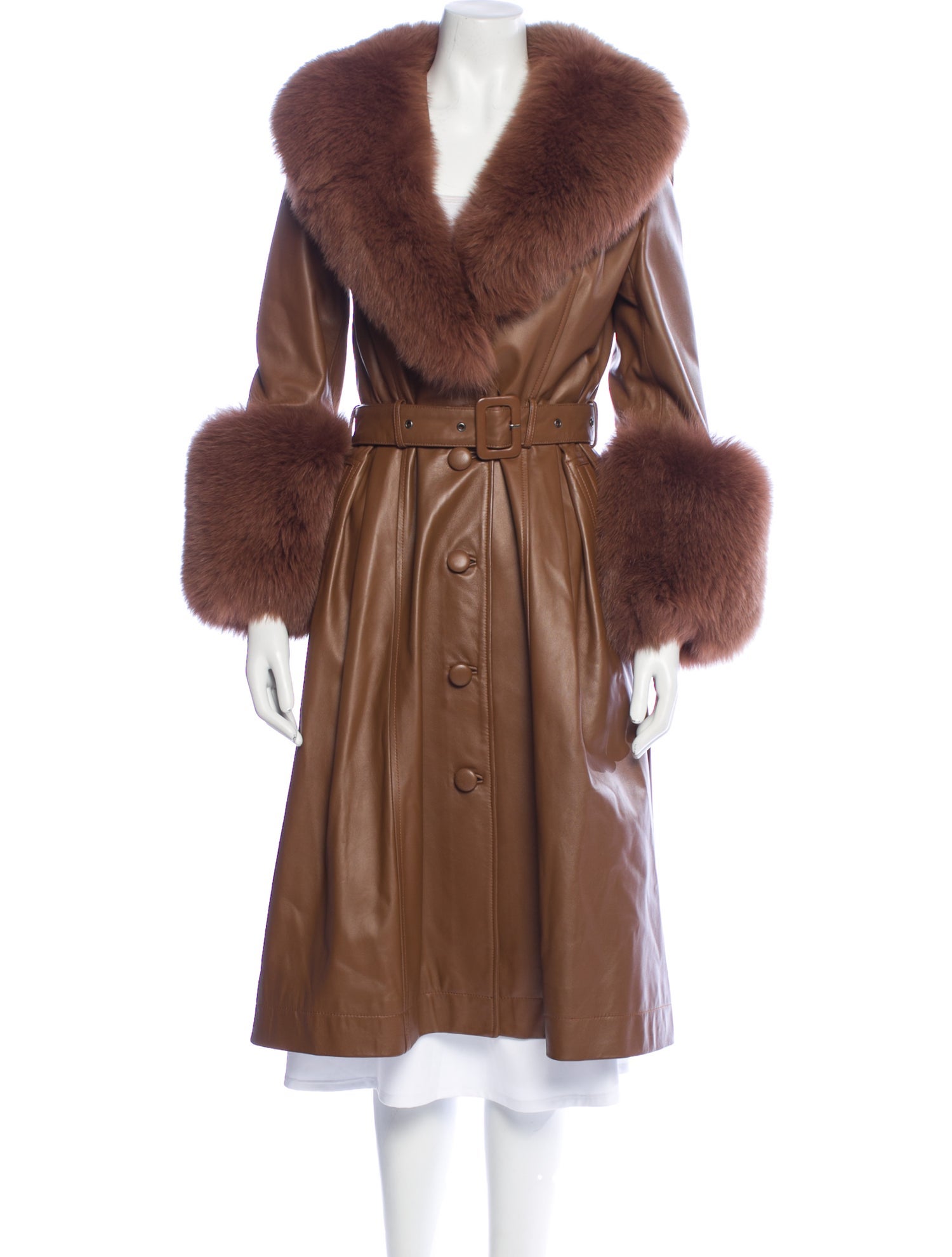 Saks Potts Leather Fur Coat