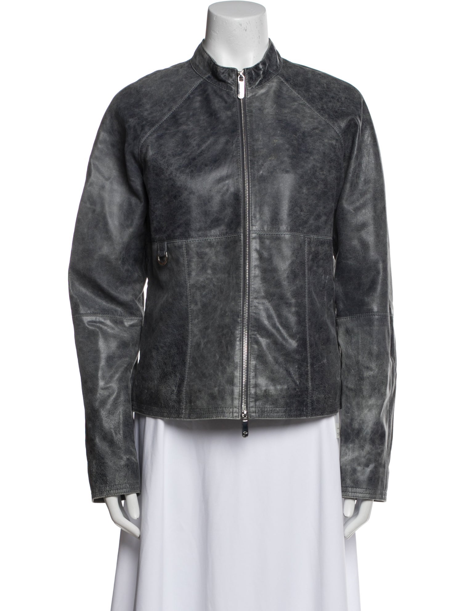 Saks Potts Lamb Leather Printed Denim Jacket