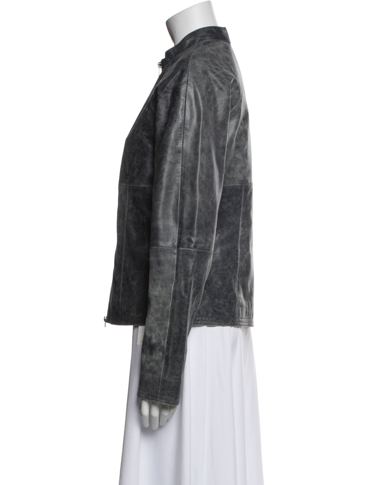 Saks Potts Lamb Leather Printed Denim Jacket