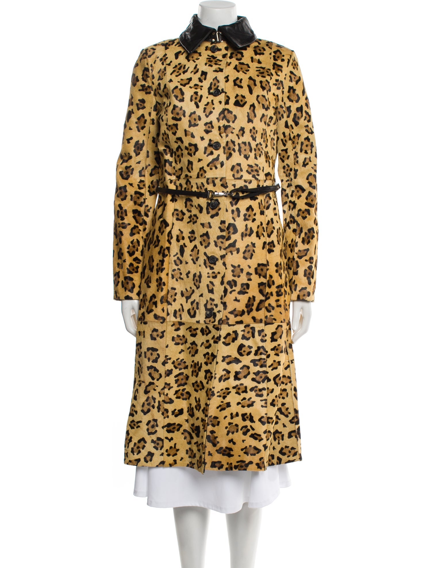 Saks Potts Leather Animal Print Trench Coat w/ Tags