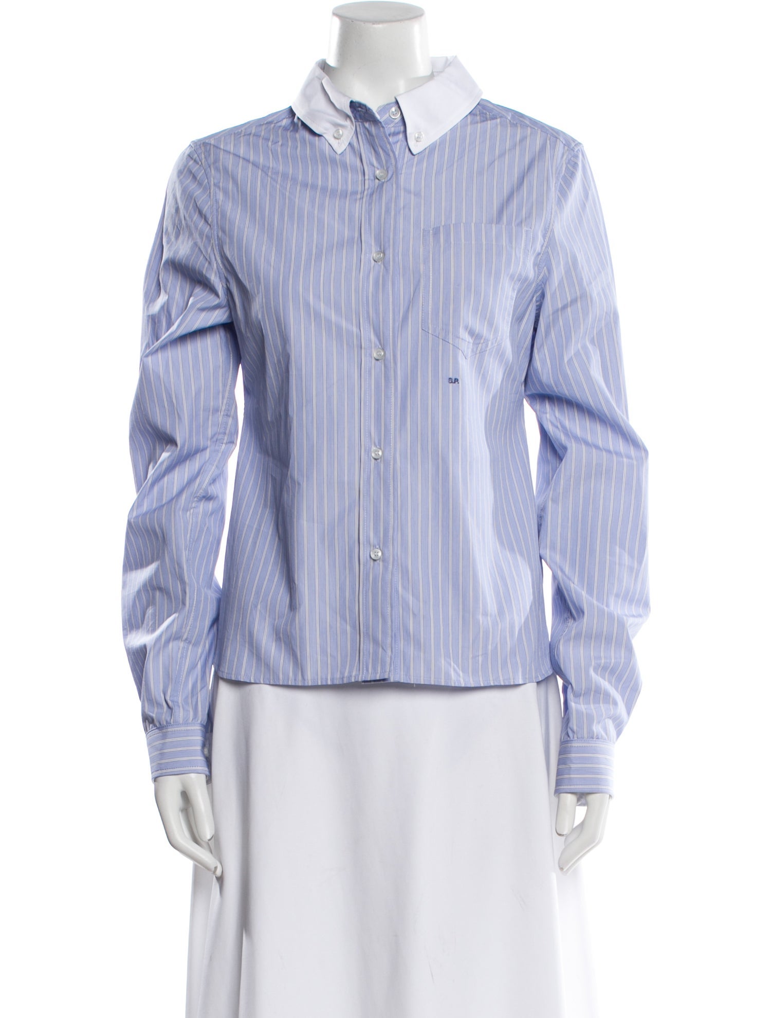 Saks Potts Striped Long Sleeve Button-Up Top w/ Tags