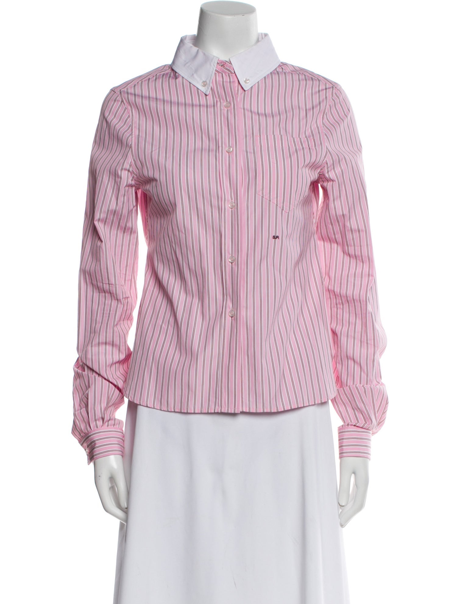 Saks Potts Striped Long Sleeve Button-Up Top