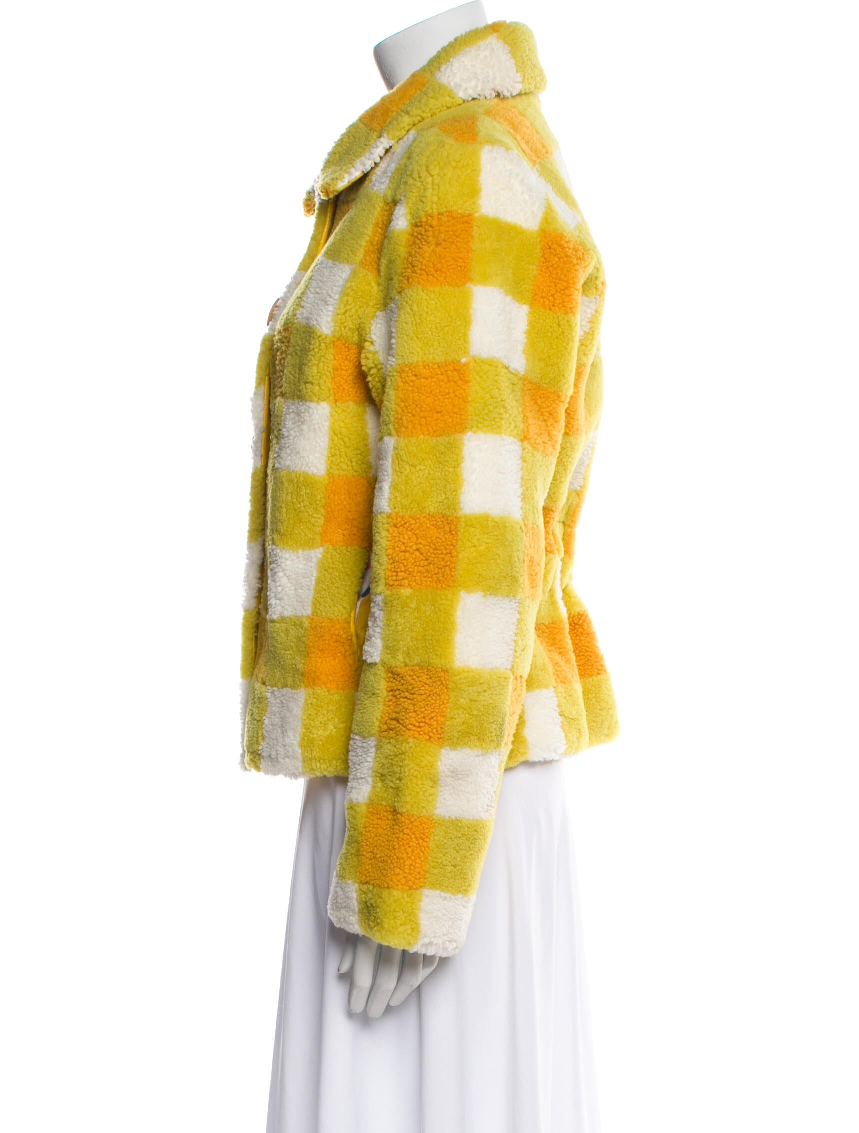 Saks Potts Plaid Print Fur Jacket