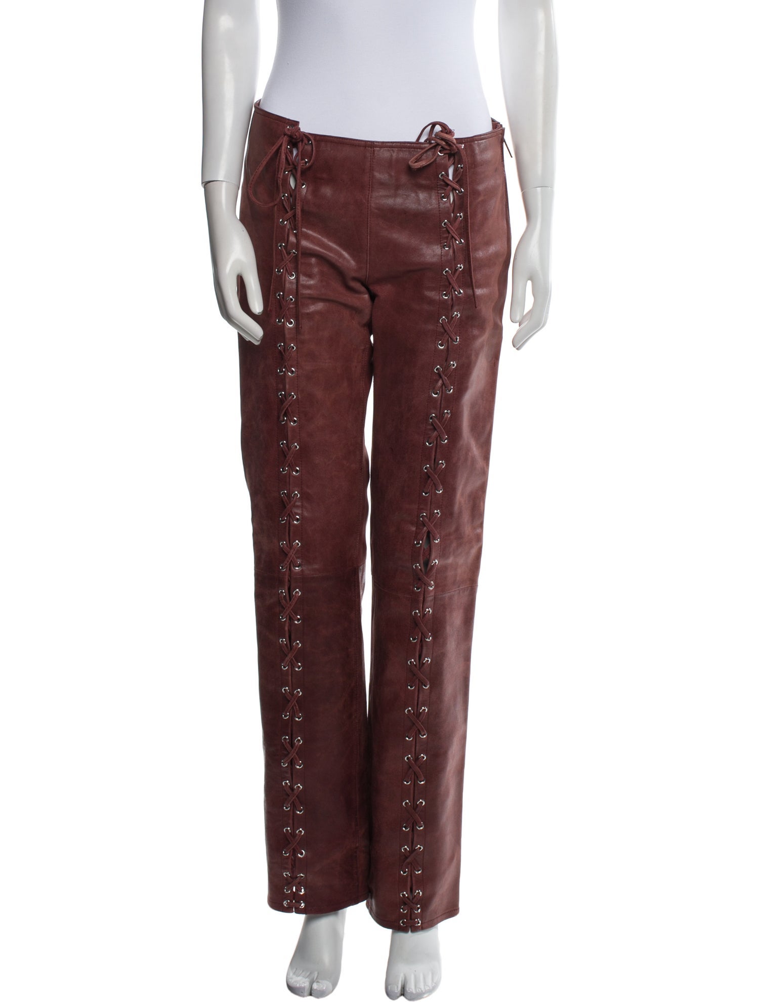 Saks Potts Lamb Leather Straight Leg Pants