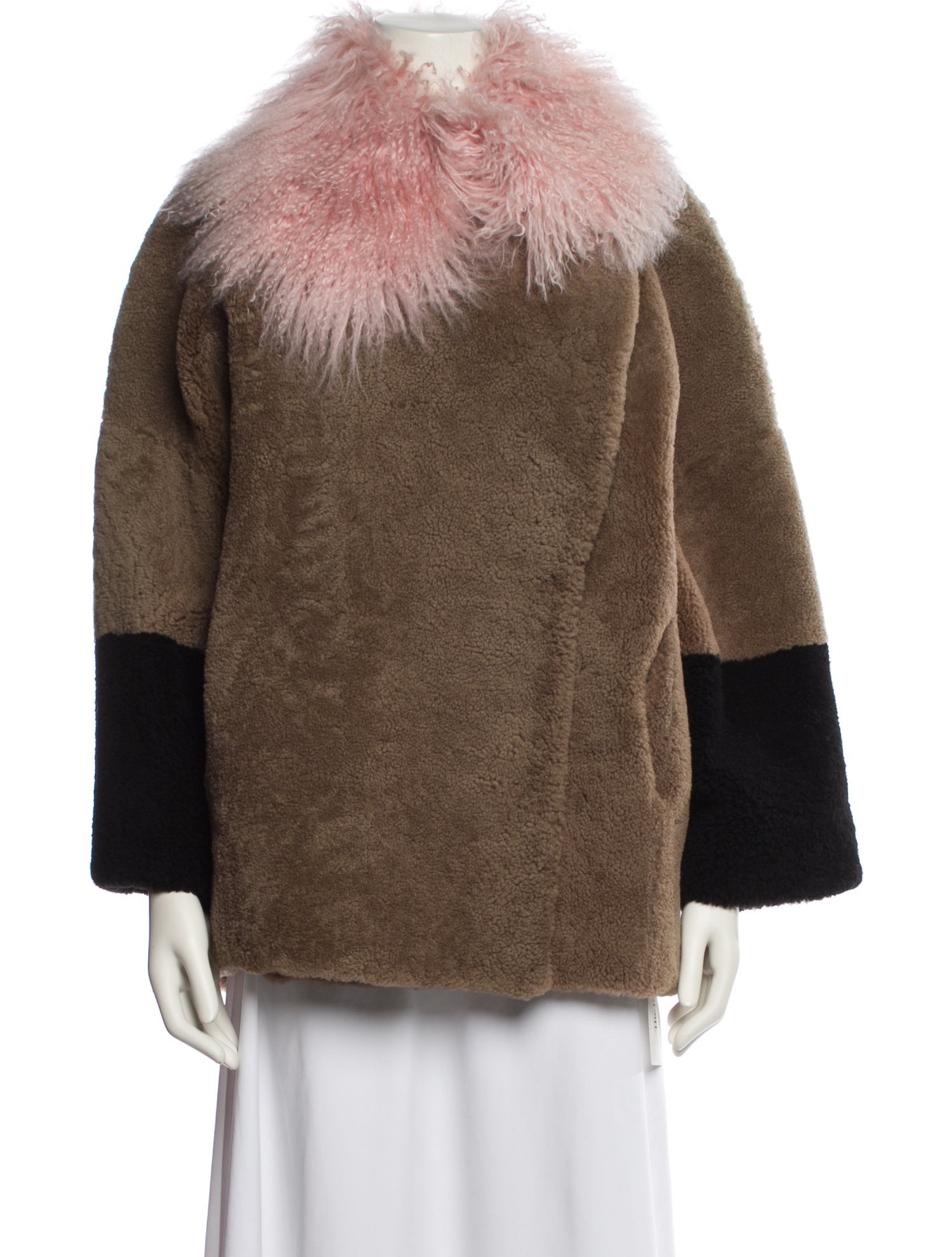 Saks Potts Fur Colorblock Pattern Jacket