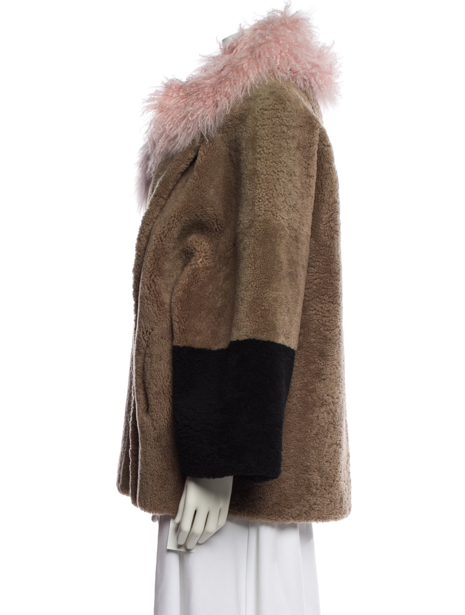 Saks Potts Fur Colorblock Pattern Jacket