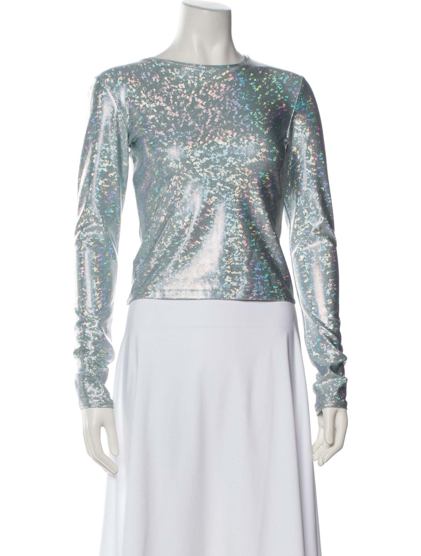 Saks Potts Printed Bateau Neckline Crop Top