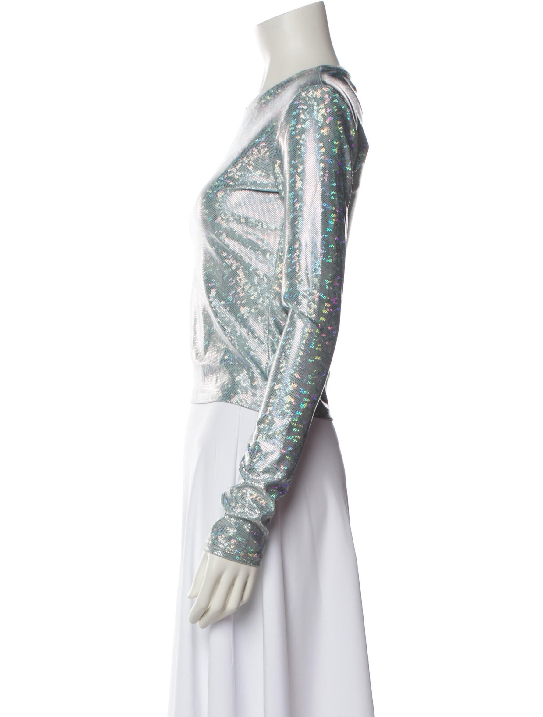 Saks Potts Printed Bateau Neckline Crop Top