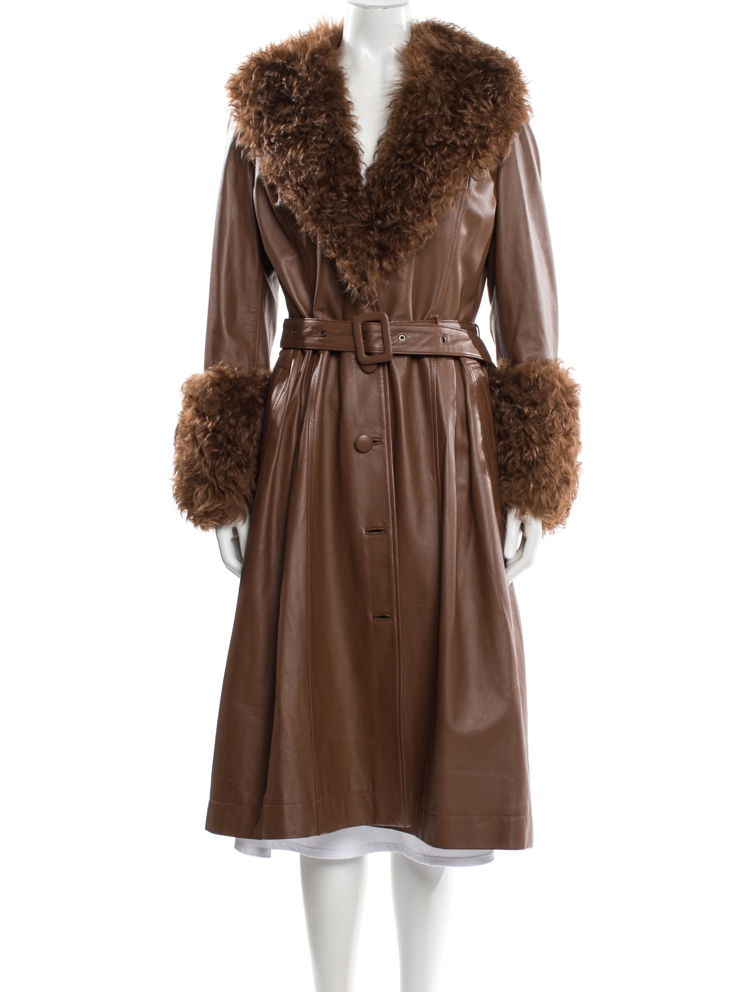 Saks Potts Leather Faux Fur Coat