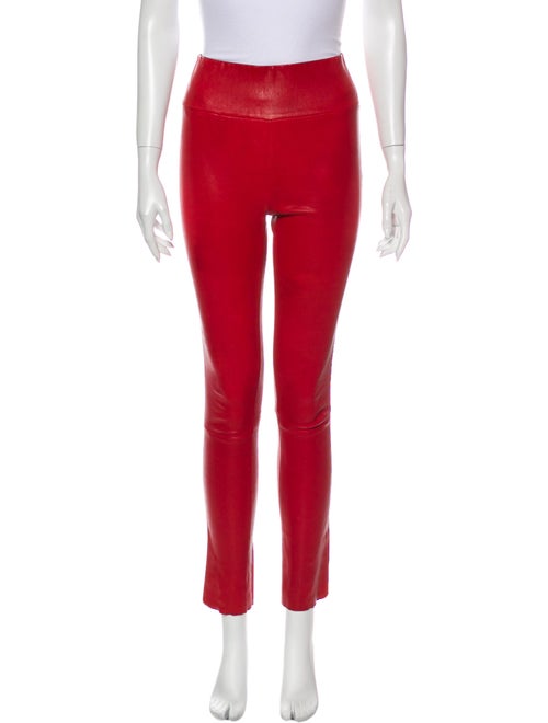 Sprwmn Lamb Leather Straight Leg Pants Red