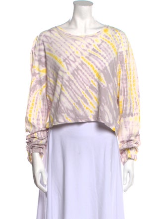 SPRWMN Tie-Dye Print Bateau Neckline Crop Top