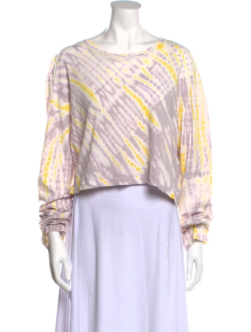 SPRWMN Tie-Dye Print Bateau Neckline Crop Top