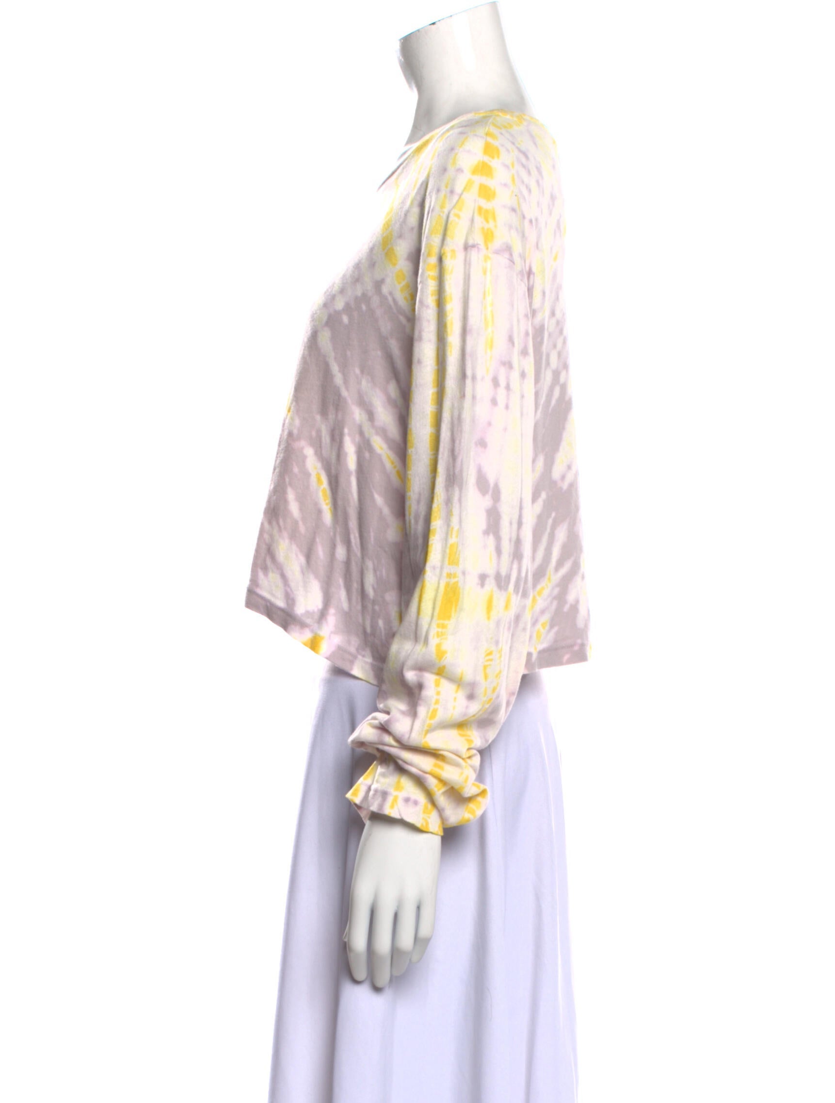 SPRWMN Tie-Dye Print Bateau Neckline Crop Top