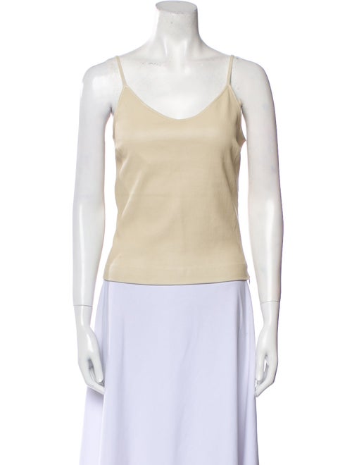 SPRWMN Leather Scoop Neck Top