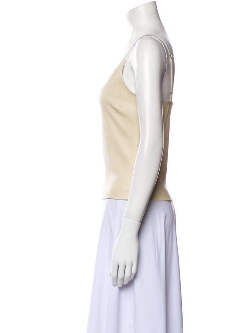 SPRWMN Leather Scoop Neck Top