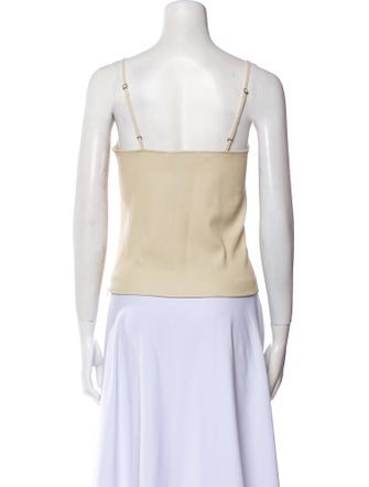 SPRWMN Leather Scoop Neck Top