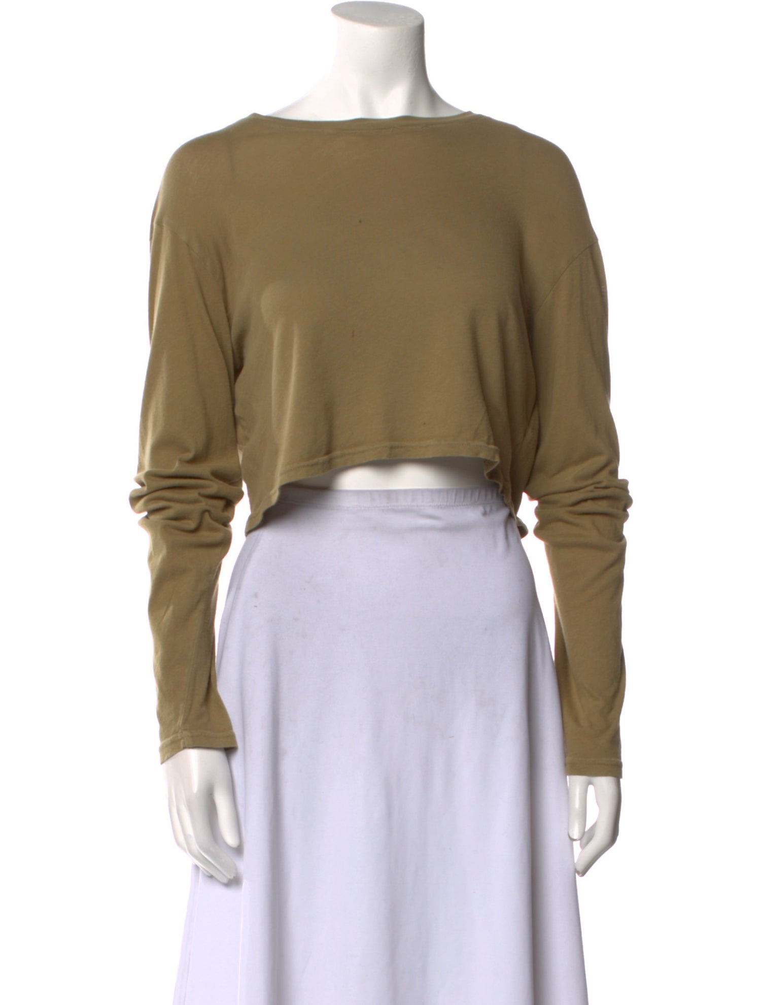 SPRWMN Bateau Neckline Long Sleeve Crop Top